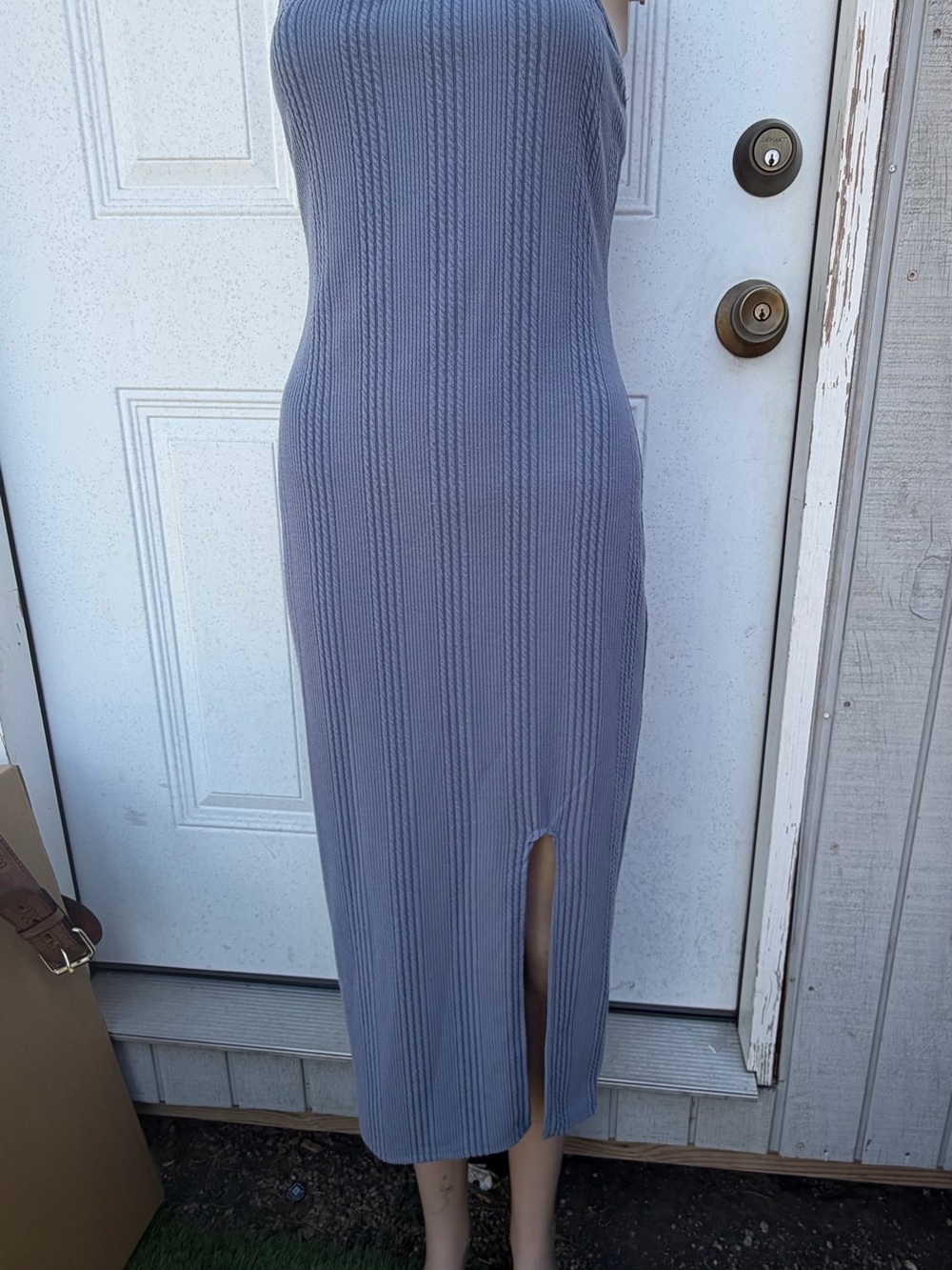 Fashion Nova Ribbed Sleeveless Midi Dress in Dusty Lavender